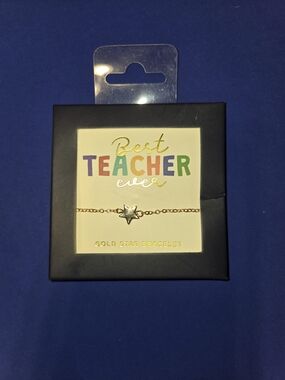 Eccolo Gold Star "Best Teacher" Bracelet with Multicolor Card